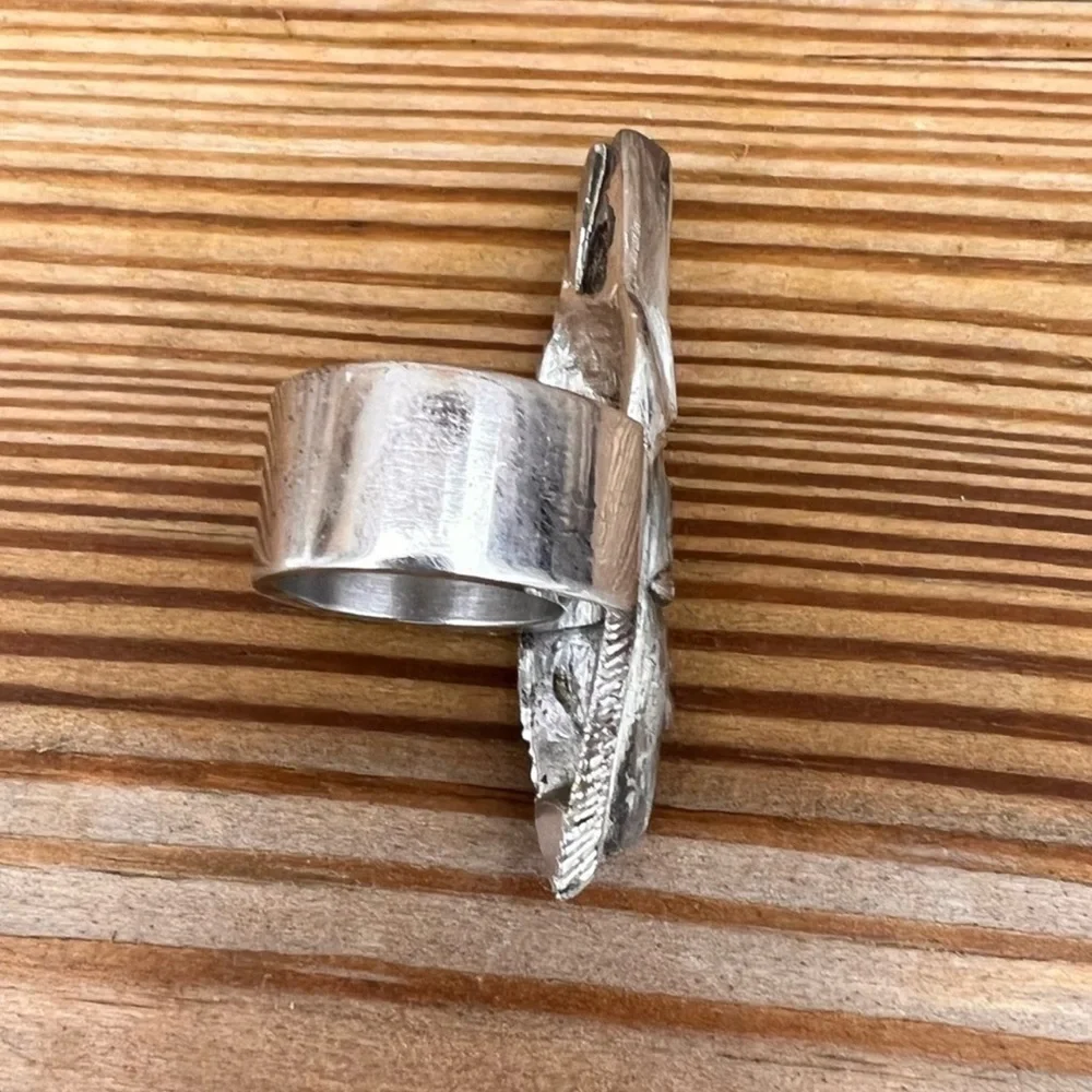 - Warrior King Mask Stainless Steel Ring! EUC!